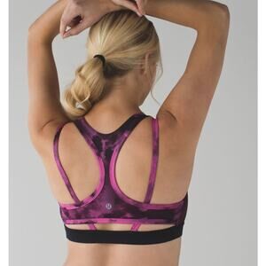 Lululemon Splendour Bra Blooming Pixie Raspberry Black Sz 8